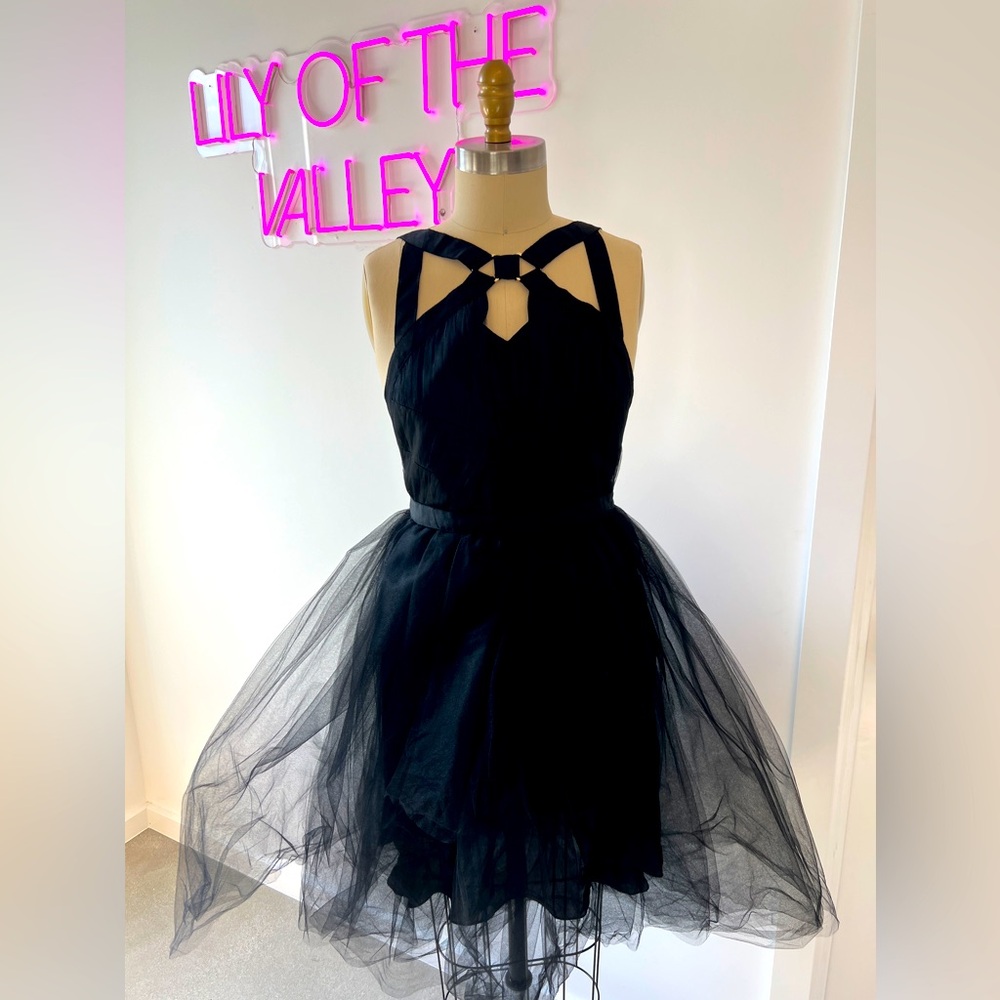 Jason Wu runway black tulle cocktail dress